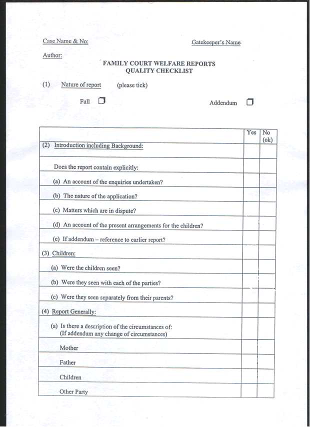 cafcass checklist